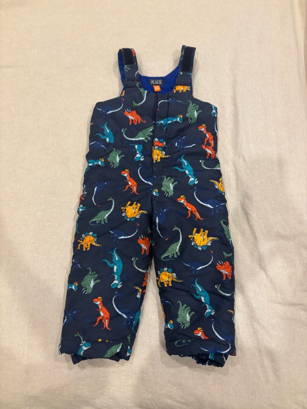 The Children's Place Navy Dino Snow Bib Overalls 3T